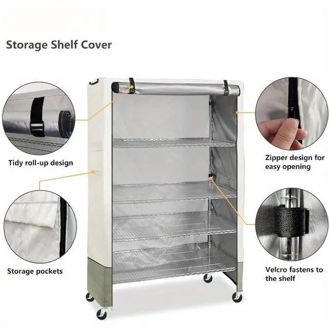 Alt view image 2 of 5 - TwoTone Storage Shelf Cover, AllWeather Oxford Cloth Protective Cover for Wheeled Outdoor Storage Rack