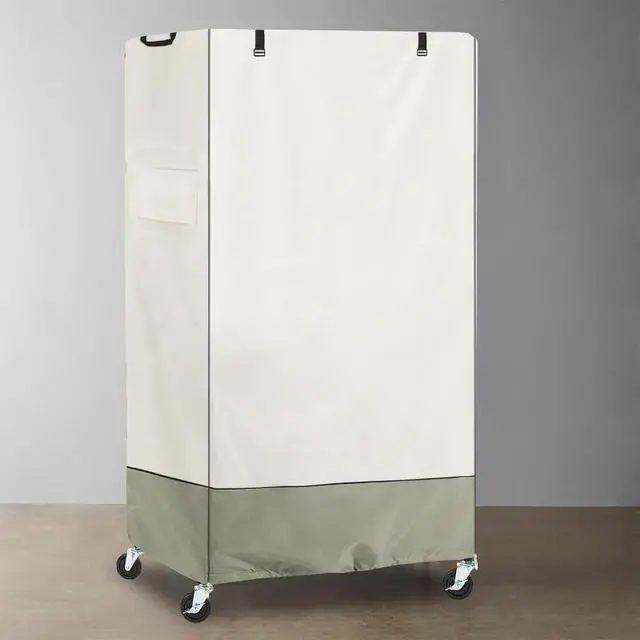Alt view image 5 of 5 - TwoTone Storage Shelf Cover, AllWeather Oxford Cloth Protective Cover for Wheeled Outdoor Storage Rack