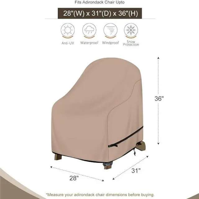 Alt view image 4 of 7 - 2 Pack Outdoor Chair Covers, HeavyDuty Oxford Fabric Waterproof UVResistant Patio Armchair Furniture Protector