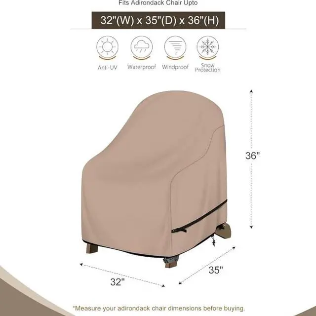 Alt view image 4 of 7 - 2 Pack Outdoor Chair Covers, HeavyDuty Oxford Fabric Waterproof UVResistant Patio Armchair Furniture Protector
