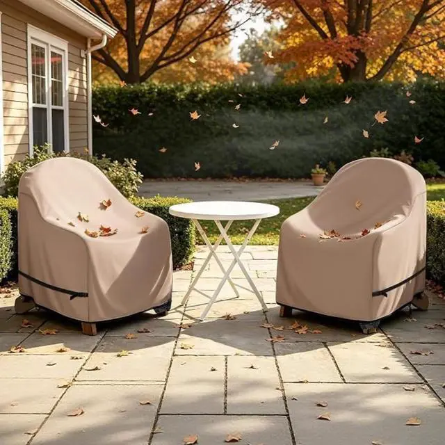 Main image of 2 Pack Outdoor Chair Covers, HeavyDuty Oxford Fabric Waterproof UVResistant Patio Armchair Furniture Protector