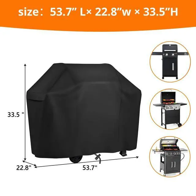 Alt view image 2 of 5 - Grill Cover, HeavyDuty Oxford Fabric Waterproof UVResistant Black Outdoor BBQ Gas Grill Protector Cover