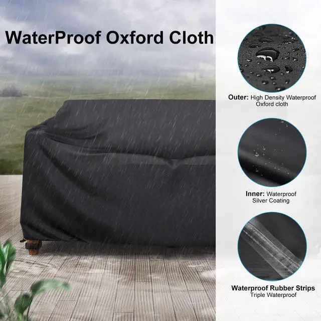 Alt view image 6 of 7 - Outdoor Bench Cover, HeavyDuty Oxford Fabric Waterproof UVResistant Patio Garden Bench Furniture Protector