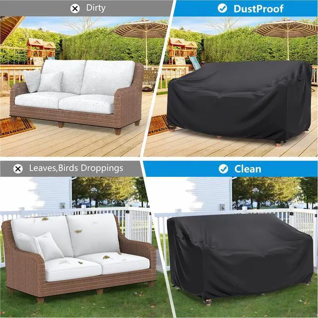 Alt view image 7 of 7 - Outdoor Bench Cover, HeavyDuty Oxford Fabric Waterproof UVResistant Patio Garden Bench Furniture Protector
