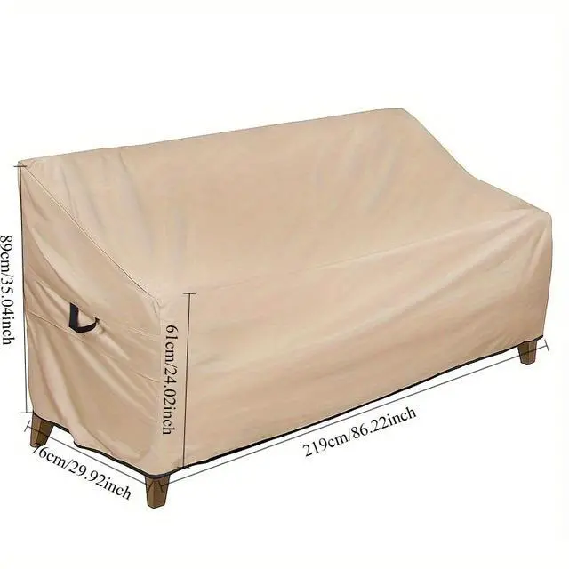 Alt view image 2 of 6 - Outdoor 2Seater Loveseat Sofa Cover, HeavyDuty Oxford Fabric Waterproof UVResistant Beige Patio Couch Furniture Protector