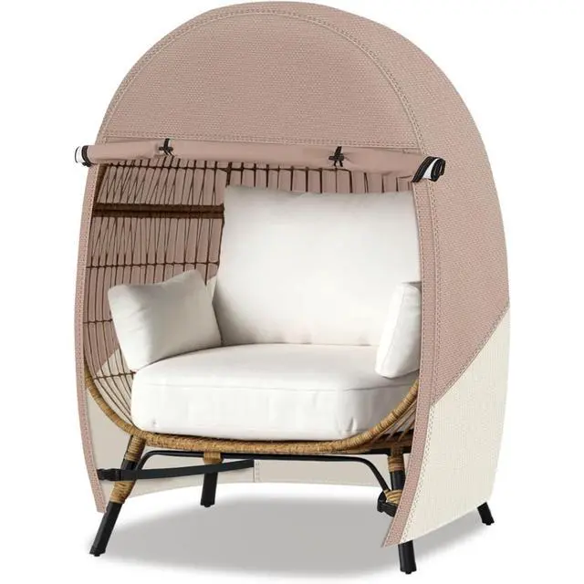 Alt view image 4 of 5 - Egg Chair Cover, HeavyDuty Oxford Fabric Waterproof UVResistant TwoTone Outdoor Egg Wicker Chair Furniture Protector