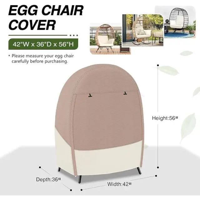 Alt view image 5 of 5 - Egg Chair Cover, HeavyDuty Oxford Fabric Waterproof UVResistant TwoTone Outdoor Egg Wicker Chair Furniture Protector