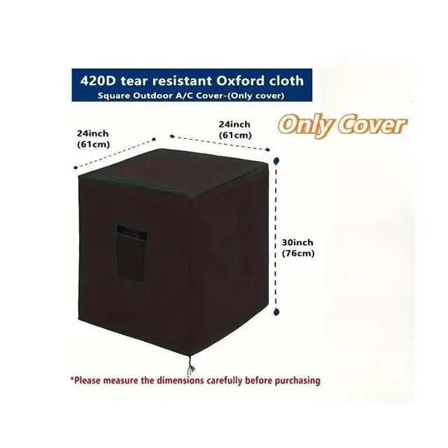 Alt view image 2 of 7 - Square Air Conditioner Cover, HeavyDuty Oxford Fabric Waterproof UVResistant Black Outdoor AC Condenser Unit Protector