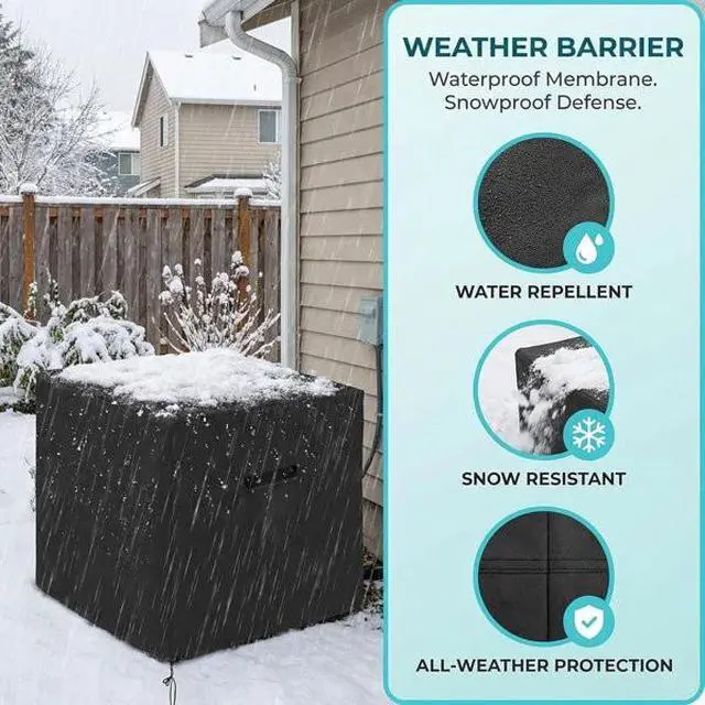 Alt view image 6 of 7 - Square Air Conditioner Cover, HeavyDuty Oxford Fabric Waterproof UVResistant Black Outdoor AC Condenser Unit Protector