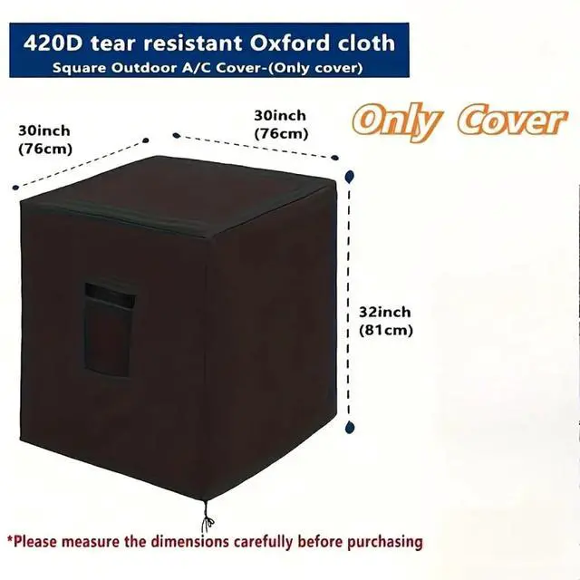 Alt view image 2 of 7 - Square Air Conditioner Cover, HeavyDuty Oxford Fabric Waterproof UVResistant Black Outdoor AC Condenser Unit Protector