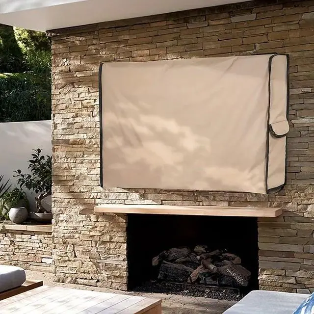 Alt view image 2 of 7 - Outdoor TV Cover, HeavyDuty Oxford Fabric Waterproof UVResistant Khaki WallMounted Television Protector