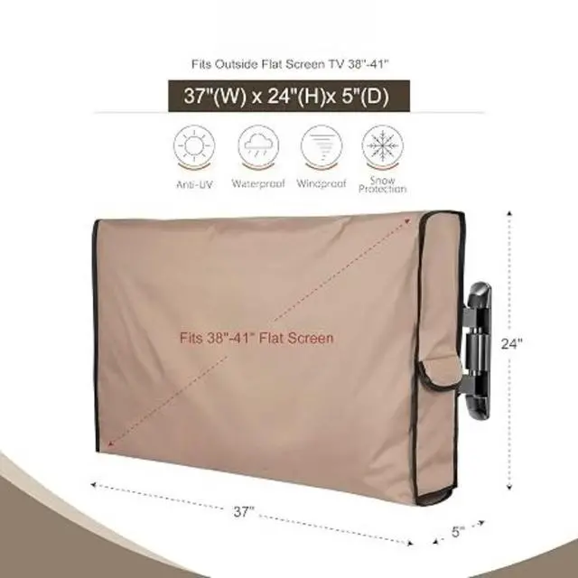 Alt view image 3 of 7 - Outdoor TV Cover, HeavyDuty Oxford Fabric Waterproof UVResistant Khaki WallMounted Television Protector