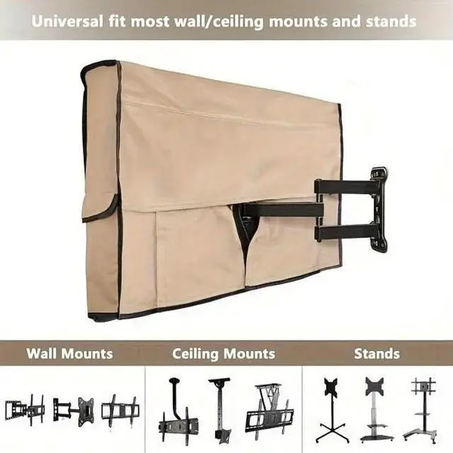Alt view image 4 of 7 - Outdoor TV Cover, HeavyDuty Oxford Fabric Waterproof UVResistant Khaki WallMounted Television Protector