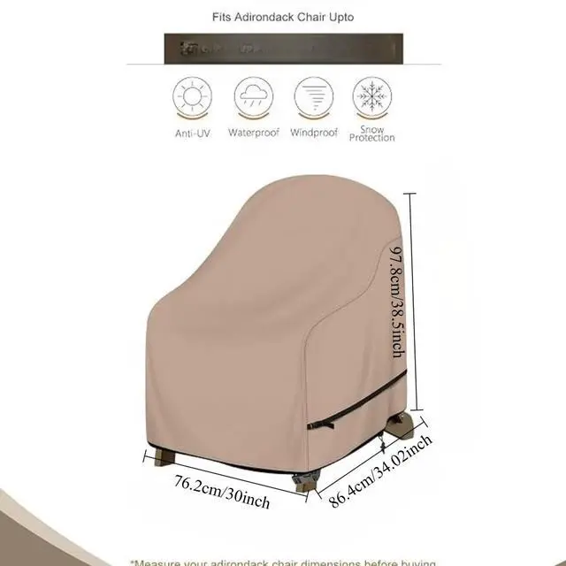 Alt view image 3 of 6 - Round Patio Table Cover, HeavyDuty Oxford Fabric Waterproof UVResistant Khaki Outdoor Round Table Furniture Protector