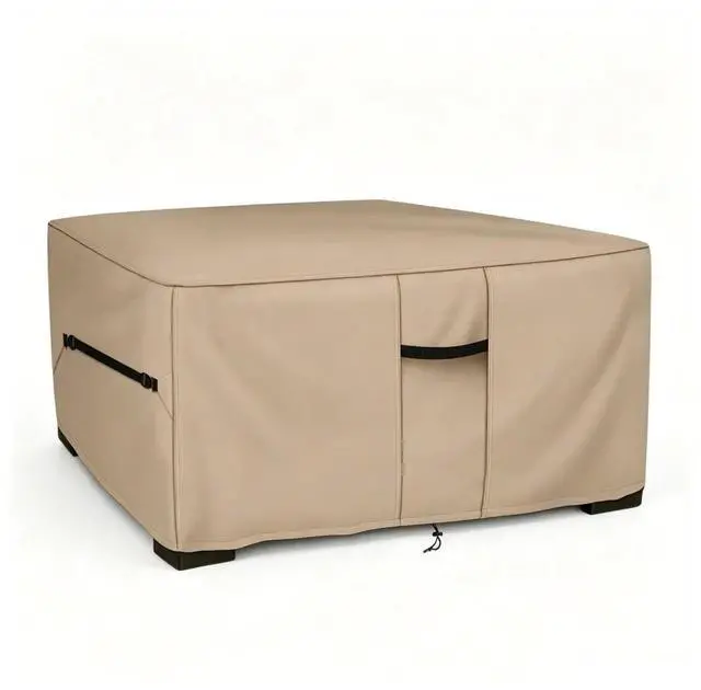 Main image of Khaki Square Outdoor Furniture Cover, AllWeather Windproof Dustproof Backyard Garden Square Table & Chair Set Protective Cover
