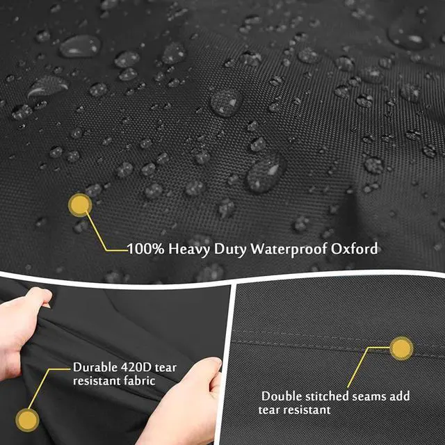 Alt view image 3 of 5 - Outdoor Porch Swing Cover, HeavyDuty Oxford Fabric Waterproof UVResistant Black 3Seater Patio Swing Chair Furniture Protector