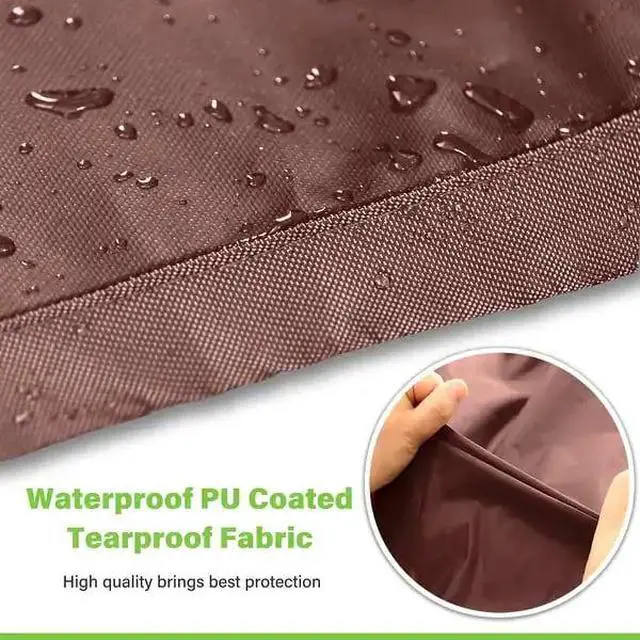 Alt view image 5 of 7 - Round Patio Table Cover, HeavyDuty Oxford Fabric Waterproof UVResistant Brown Outdoor Round Table Chair Set Furniture Protector
