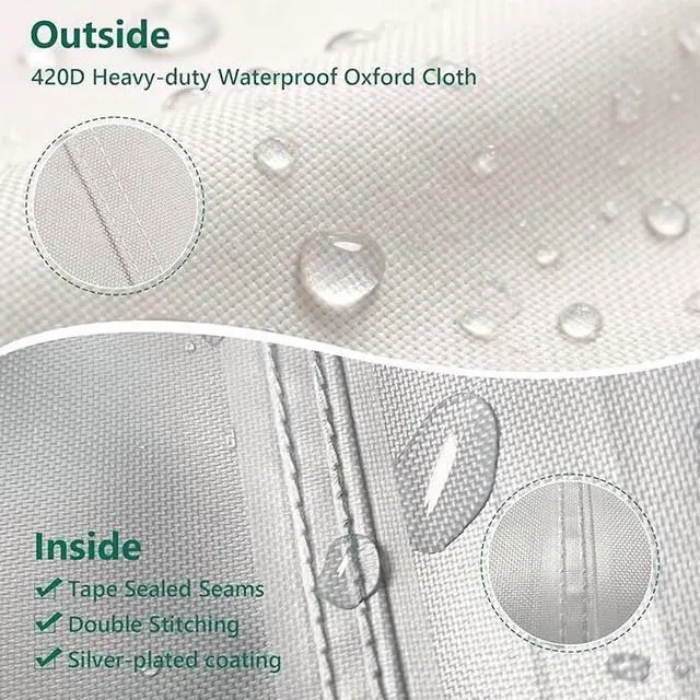 Alt view image 6 of 6 - TwoTone Round Outdoor Table Cover, AllWeather Windproof Dustproof Backyard Garden Round Dining Table Furniture Protective Cover