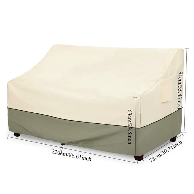 Alt view image 2 of 6 - Waterproof Outdoor Loveseat Sofa Cover, HeavyDuty Oxford Patio Furniture Cover, AllWeather AntiUV Dust Protector with Drawstring Closure & Side Storage Pocket