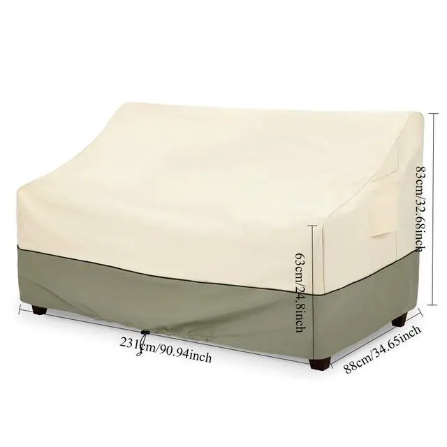 Alt view image 2 of 6 - Waterproof Outdoor Loveseat Sofa Cover, HeavyDuty Oxford Patio Furniture Cover, AllWeather AntiUV Dust Protector with Drawstring Closure & Side Storage Pocket