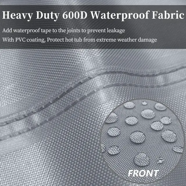 Alt view image 6 of 6 - Waterproof Square Hot Tub Spa Cover, HeavyDuty Oxford Outdoor Hot Tub Protective Cover, AntiUV Weather Resistant with Secure Buckles & Zipper Closure