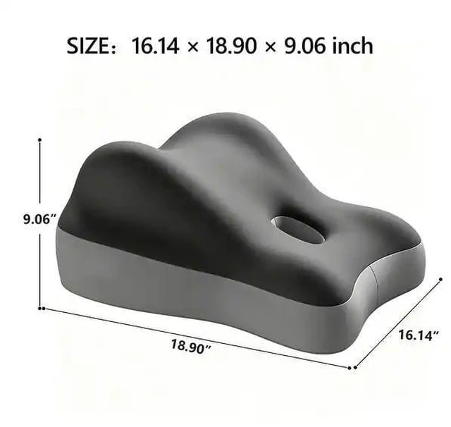 Alt view image 2 of 7 - Grey Contoured Support Pillow, Ergonomic Memory Foam Cushion with Ventilation CutOut, Comfort Pressure Relief Pillow for Resting, Reading & Relaxing