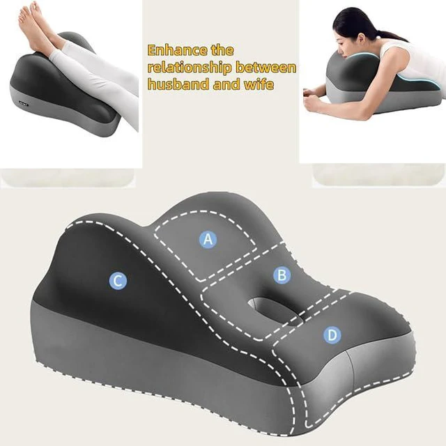 Alt view image 6 of 7 - Grey Contoured Support Pillow, Ergonomic Memory Foam Cushion with Ventilation CutOut, Comfort Pressure Relief Pillow for Resting, Reading & Relaxing