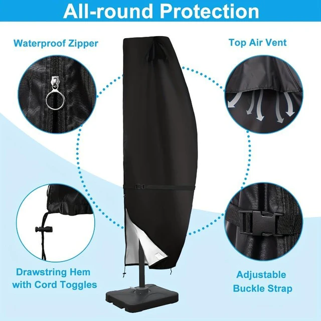 Alt view image 3 of 5 - Black Banana Umbrella Protector, TearResistant AllSeason Outdoor Cover for Offset Hanging Patio Umbrella