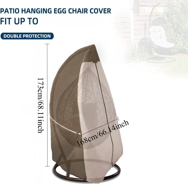 Alt view image 2 of 6 - Beige & Brown TwoTone Egg Chair Cover, Waterproof UVResistant Oxford Protector for Outdoor Hanging Egg Swing Chair