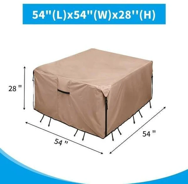 Alt view image 2 of 6 - Khaki Rectangular Patio Table Cover, Waterproof UVResistant Oxford Cloth Protector for Outdoor Dining Table Furniture Set