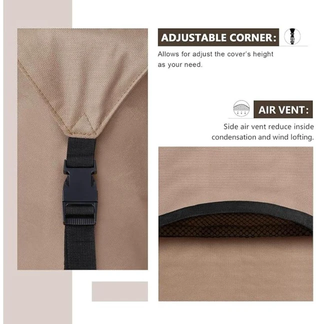 Alt view image 4 of 6 - Khaki Rectangular Patio Table Cover, Waterproof UVResistant Oxford Cloth Protector for Outdoor Dining Table Furniture Set