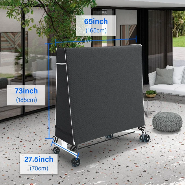 Alt view image 2 of 7 - Black Patio Ping Pong Table Protector, AllSeason Waterproof Dust Cover for Vertical Folding Table Tennis Table