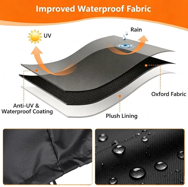 Alt view image 6 of 6 - Black VShape LShaped Patio Sofa Cover, AluminumFilm Composite Oxford Cloth Protector for Outdoor Corner Sectional Sofa, Waterproof UVResistant
