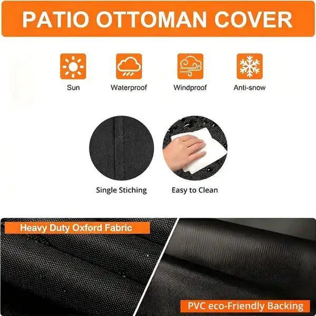 Alt view image 6 of 7 - Black Rectangular Patio Table Cover, Waterproof UVResistant Oxford Cloth Protector for Outdoor Dining Table Furniture Set