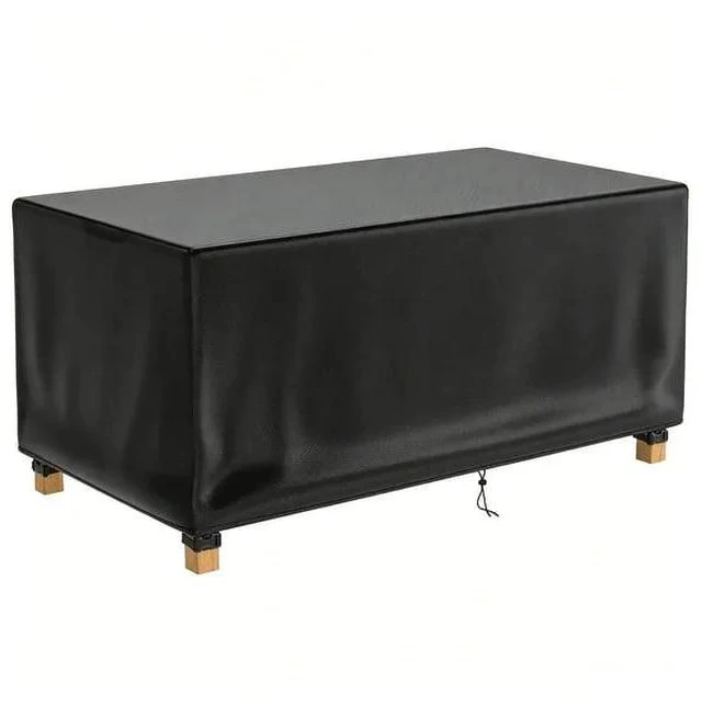 Alt view image 4 of 7 - Black Rectangular Patio Table Cover, Waterproof UVResistant Oxford Cloth Protector for Outdoor Dining Table Furniture Set