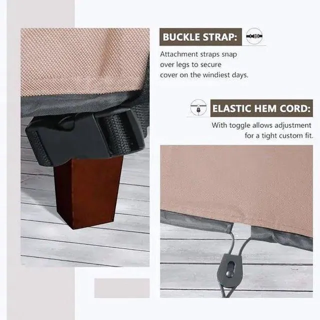 Alt view image 3 of 6 - Khaki Patio Coffee Table Cover, Waterproof UVResistant Oxford Cloth Protector for Outdoor Rectangular Terrace Coffee Table