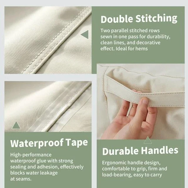 Alt view image 5 of 5 - Beige & Green Twoone Outdoor Rectangular Table Cover, Waterproof Oxford Fabric Patio Long Table Protector with Drawstring