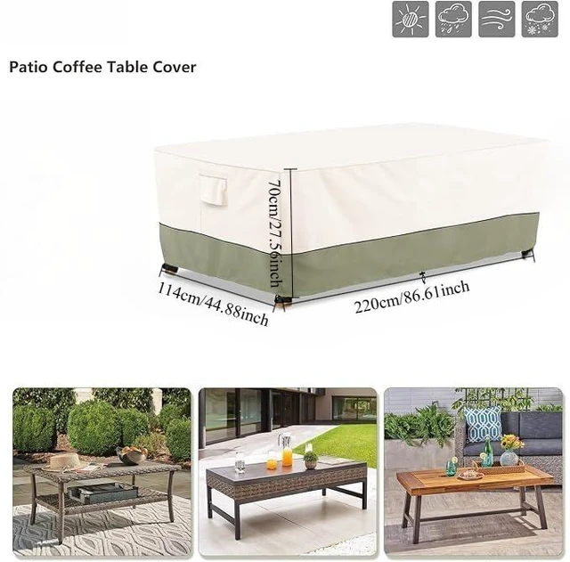 Alt view image 2 of 5 - Beige & Green Twoone Outdoor Rectangular Table Cover, Waterproof Oxford Fabric Patio Long Table Protector with Drawstring