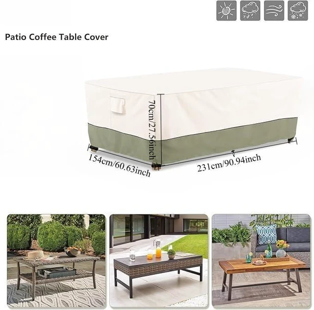 Alt view image 2 of 5 - Beige & Green Twoone Outdoor Rectangular Table Cover, Waterproof Oxford Fabric Patio Long Table Protector with Drawstring