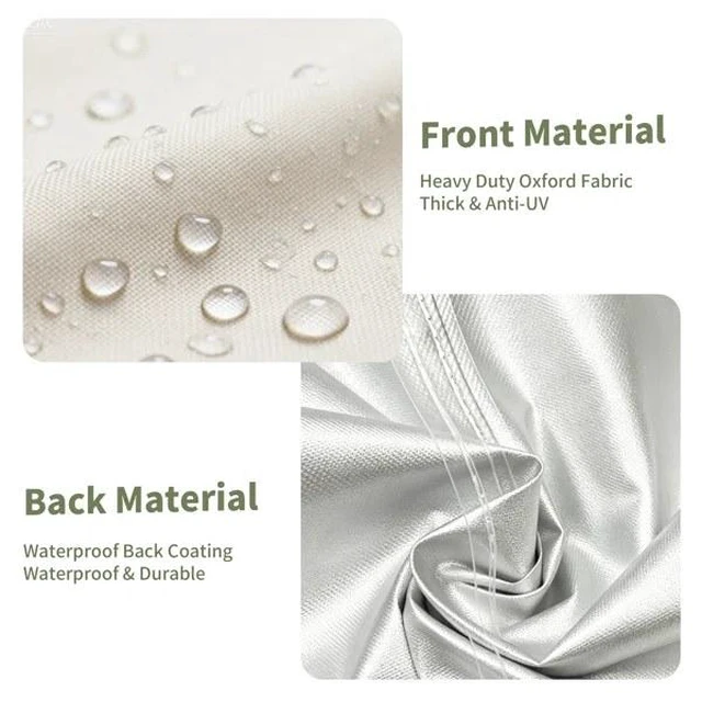 Alt view image 7 of 7 - Beige & Green Twoone Outdoor Round Table Cover, Waterproof Oxford Fabric Patio Round Table Protector with Drawstring and Buckle Straps