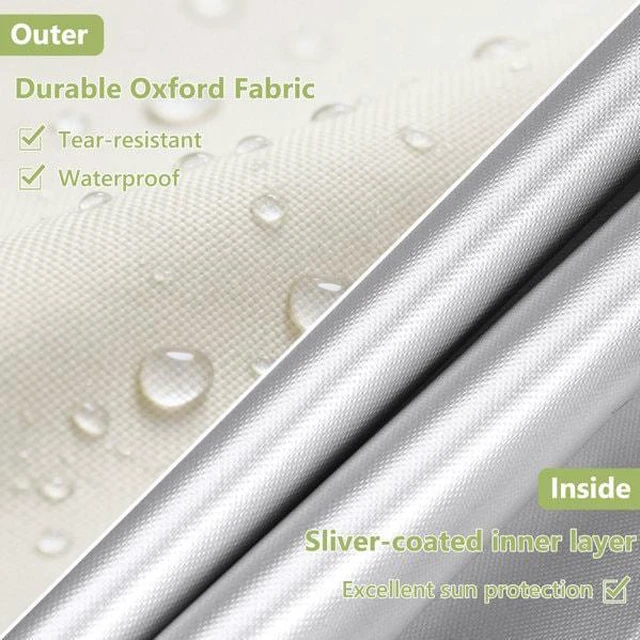 Alt view image 4 of 6 - Beige & Lime Green Pre Table Cover, 36''L×24''W×35''HWeatherproof Outdoor Patio Pre Table Protector with Side Handles, Front Dual Zippers, Corner Buckles, Black Edge Binding