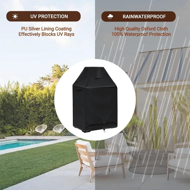 Alt view image 5 of 7 - Black Firewood Fireplace Cover, 37''L×26''W×56''HWeatherproof Outdoor Fire Pit Protector with Top Vent, Side Handles, Triangle Tab Straps, Corner Drawstring Design