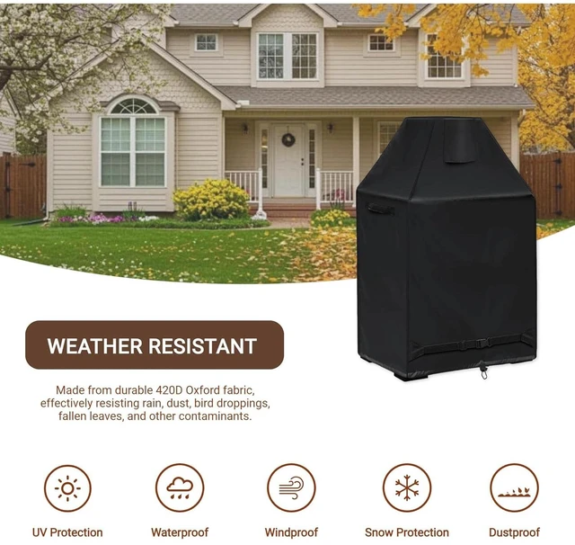 Alt view image 6 of 7 - Black Firewood Fireplace Cover, 37''L×26''W×56''HWeatherproof Outdoor Fire Pit Protector with Top Vent, Side Handles, Triangle Tab Straps, Corner Drawstring Design