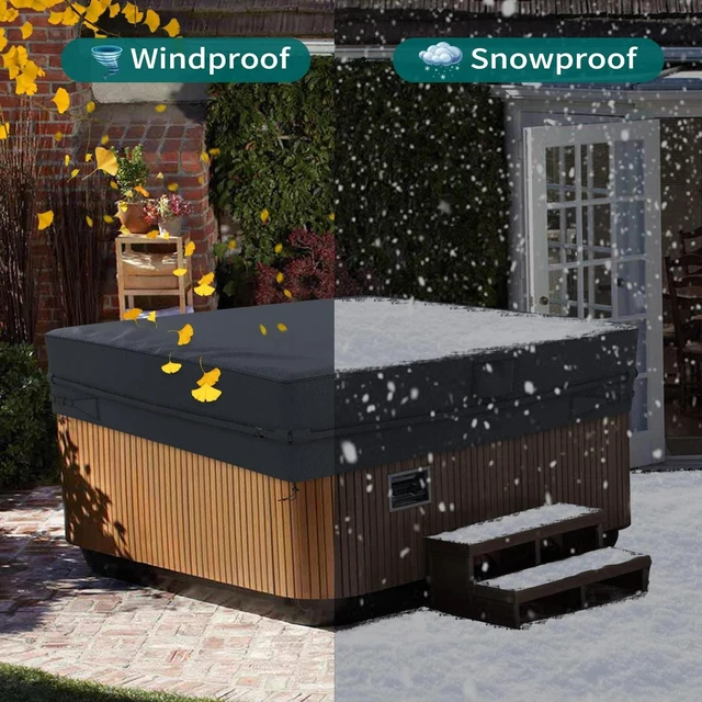 Alt view image 3 of 5 - AllWeather Square Hot Tub Spa Cover, UVResistant Waterproof Outdoor Bathtub Protector for Backyard Courtyard