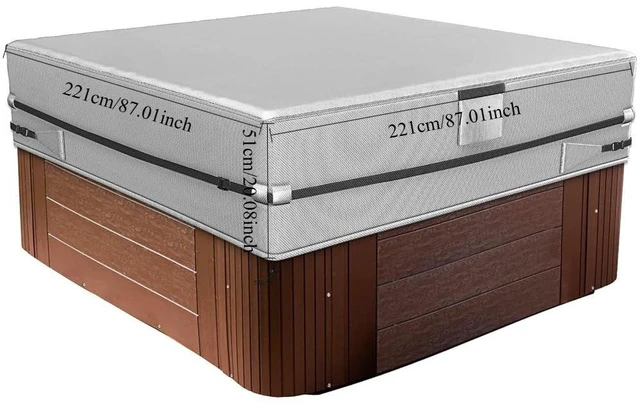 Alt view image 2 of 4 - AllWeather Square Hot Tub Spa Cover, Silver Reflective Aluminum Composite Fabric Outdoor Jacuzzi Protector with Carry Handles