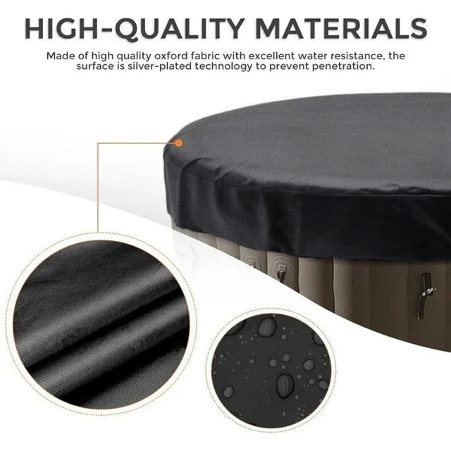 Alt view image 6 of 6 - Black Round Hot Tub Cover, HeavyDuty Oxford Fabric Outdoor Inflatable Round SPA Jacuzzi Protector with Adjustable Buckle Straps