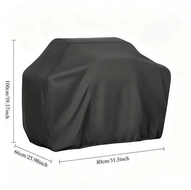 Alt view image 3 of 6 - Black Grill Cover, HeavyDuty Oxford Fabric Outdoor CartStyle BBQ Gas Grill Protector with Secure Fastening Straps