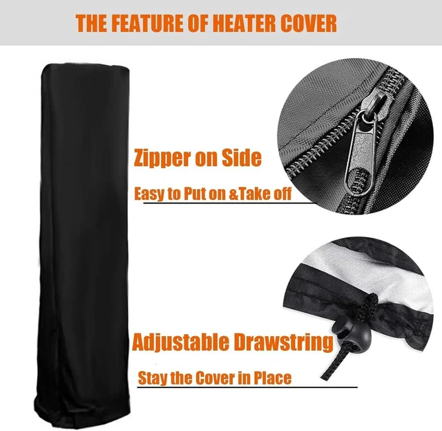 Alt view image 4 of 5 - Black Tower Patio Heater Cover, HeavyDuty Oxford Fabric Pyramid Outdoor Heater Protector with Zipper and Drawstring