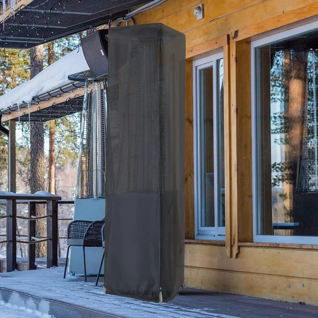 Alt view image 2 of 5 - Black Tower Patio Heater Cover, HeavyDuty Oxford Fabric Pyramid Outdoor Heater Protector with Zipper and Drawstring