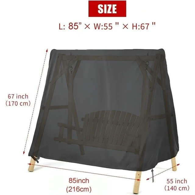 Alt view image 2 of 5 - Black Patio Swing Cover, HeavyDuty Oxford Fabric Outdoor AFrame Swing Chair Protector with Drawstring and Buckle